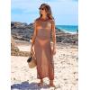 imageANRABESS Womens Swimsuit Cover Up Sleeveless Hollow Knit Bikini Swimwear Bathing Suit Coverup Crochet Beach DressRust