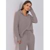 imageANRABESS Womens Two Piece Outfits Sweater Sets Waffle Knit Pullover Wide Leg Pants Tracksuit Sweatsuits Matching Lounge SetCamel