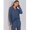 imageANRABESS Womens Two Piece Outfits Sweater Sets Waffle Knit Pullover Wide Leg Pants Tracksuit Sweatsuits Matching Lounge SetDeep Blue