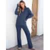 imageANRABESS Womens Two Piece Outfits Sweater Sets Waffle Knit Pullover Wide Leg Pants Tracksuit Sweatsuits Matching Lounge SetDeep Blue