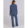 imageANRABESS Womens Two Piece Outfits Sweater Sets Waffle Knit Pullover Wide Leg Pants Tracksuit Sweatsuits Matching Lounge SetDeep Blue