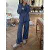 imageANRABESS Womens Two Piece Outfits Sweater Sets Waffle Knit Pullover Wide Leg Pants Tracksuit Sweatsuits Matching Lounge SetDeep Blue
