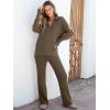 imageANRABESS Womens Two Piece Outfits Sweater Sets Waffle Knit Pullover Wide Leg Pants Tracksuit Sweatsuits Matching Lounge SetDeep Brown