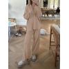 imageANRABESS Womens Two Piece Outfits Sweater Sets Waffle Knit Pullover Wide Leg Pants Tracksuit Sweatsuits Matching Lounge SetKhaki