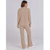 imageANRABESS Womens Two Piece Outfits Sweater Sets Waffle Knit Pullover Wide Leg Pants Tracksuit Sweatsuits Matching Lounge SetKhaki