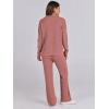 imageANRABESS Womens Two Piece Outfits Sweater Sets Waffle Knit Pullover Wide Leg Pants Tracksuit Sweatsuits Matching Lounge SetRust