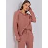 imageANRABESS Womens Two Piece Outfits Sweater Sets Waffle Knit Pullover Wide Leg Pants Tracksuit Sweatsuits Matching Lounge SetRust