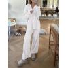 imageANRABESS Womens Two Piece Outfits Sweater Sets Waffle Knit Pullover Wide Leg Pants Tracksuit Sweatsuits Matching Lounge SetWhite