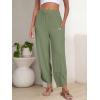 imageANRABESS Womens Wide Leg Palazzo Capri Pants 2025 Summer Casual Loose High Waisted Lounge Flowy Cropped Beach Work TrousersArmy Green