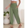 imageANRABESS Womens Wide Leg Palazzo Capri Pants 2025 Summer Casual Loose High Waisted Lounge Flowy Cropped Beach Work TrousersArmy Green