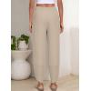 imageANRABESS Womens Wide Leg Palazzo Capri Pants 2025 Summer Casual Loose High Waisted Lounge Flowy Cropped Beach Work TrousersBeige