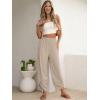 imageANRABESS Womens Wide Leg Palazzo Capri Pants 2025 Summer Casual Loose High Waisted Lounge Flowy Cropped Beach Work TrousersBeige