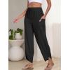 imageANRABESS Womens Wide Leg Palazzo Capri Pants 2025 Summer Casual Loose High Waisted Lounge Flowy Cropped Beach Work TrousersBlack