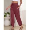 imageANRABESS Womens Wide Leg Palazzo Capri Pants 2025 Summer Casual Loose High Waisted Lounge Flowy Cropped Beach Work TrousersMaroon
