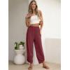 imageANRABESS Womens Wide Leg Palazzo Capri Pants 2025 Summer Casual Loose High Waisted Lounge Flowy Cropped Beach Work TrousersMaroon