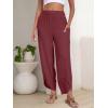 imageANRABESS Womens Wide Leg Palazzo Capri Pants 2025 Summer Casual Loose High Waisted Lounge Flowy Cropped Beach Work TrousersMaroon