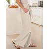 imageANRABESS Womens Wide Leg Palazzo Pants Belted High Waisted Business Casual Flowy Long Trousers with PocketsBeige