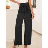 imageANRABESS Womens Wide Leg Palazzo Pants Belted High Waisted Business Casual Flowy Long Trousers with PocketsBlack
