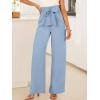 imageANRABESS Womens Wide Leg Palazzo Pants Belted High Waisted Business Casual Flowy Long Trousers with PocketsBlue