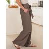 imageANRABESS Womens Wide Leg Palazzo Pants Belted High Waisted Business Casual Flowy Long Trousers with PocketsCoffee