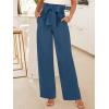 imageANRABESS Womens Wide Leg Palazzo Pants Belted High Waisted Business Casual Flowy Long Trousers with PocketsDeep Bule