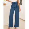 imageANRABESS Womens Wide Leg Palazzo Pants Belted High Waisted Business Casual Flowy Long Trousers with PocketsDeep Bule