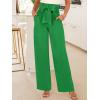 imageANRABESS Womens Wide Leg Palazzo Pants Belted High Waisted Business Casual Flowy Long Trousers with PocketsGreen