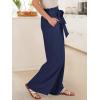 imageANRABESS Womens Wide Leg Palazzo Pants Belted High Waisted Business Casual Flowy Long Trousers with PocketsNavy Blue