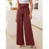 imageANRABESS Womens Wide Leg Palazzo Pants Belted High Waisted Business Casual Flowy Long Trousers with PocketsRed
