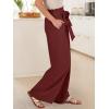 imageANRABESS Womens Wide Leg Palazzo Pants Belted High Waisted Business Casual Flowy Long Trousers with PocketsRed