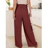 imageANRABESS Womens Wide Leg Palazzo Pants Belted High Waisted Business Casual Flowy Long Trousers with PocketsRed