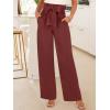 imageANRABESS Womens Wide Leg Palazzo Pants Belted High Waisted Business Casual Flowy Long Trousers with PocketsRed
