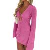 imageANRABESS Beach Cover Ups for Women Crochet Swimsuit Bathing Suit Swimwear Bikini Mesh Knit Dress 2025 Summer Vacation OutfitsHot Pink