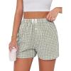imageANRABESS Boxer Shorts for Women Gingham Pajama 2025 Summer Casual Lounge Sleep Plaid Shorts Y2K Beach BottomsArmy Green White Plaid