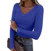 imageANRABESS Long Sleeve Shirts for Women V Neck Ribbed Knit Slim Fall Basic Tshirts Going Out Tops 2025 Casual Trendy ClothesRoyal Blue