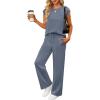 imageANRABESS Two Piece Sets for Women Summer Sleeveless Sweatsuits Wide Leg Casual Lounge Set Matching Vacation Travel OutfitsDeep Gray