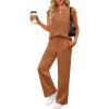 imageANRABESS Two Piece Sets for Women Summer Sleeveless Sweatsuits Wide Leg Casual Lounge Set Matching Vacation Travel OutfitsRust
