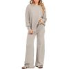 imageANRABESS Women 2 Piece Outfits Oversized Chunky Knit Sweater Top Wide Leg Pants 2025 Fall Lounge Set Trendy Cozy ClothesLight Grey