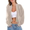 imageANRABESS Women Jackets Sweaters Long Sleeve Open Front Loose Lightweight Knit Cropped Cardigan 2025 Fall Trendy CoatsBeige