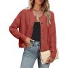 imageANRABESS Women Knit Cardigans Sweater Open Front Button Down Long Sleeve Cropped Lady Jacket Outwear 2025 Fall OutfitsRust