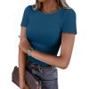 imageANRABESS Women Short Sleeve Crewneck Ribbed Knit Slim Fitted Shirts Summer Tops Basic Tee TShirt Casual Spring 2025 ClothesIndigo