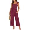 imageANRABESS Women Summer Casual Dressy Sleeveless Smocked Wide Leg Linen Jumpsuits Rompers 2025 Trendy Travel Outfit PocketDeep Red