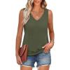 imageANRABESS Women Tank Tops Summer V Neck Sleeveless Casual Loose Fit Cute Cami Basic T Shirts Solid Tees 2025 Trendy OutfitsArmy Green