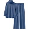 imageANRABESS Women Two Piece Outfits Oversized Turtleneck Knit Pullover Sweater Top Wide Leg Pants Lounge Set Sweatsuit 2025 FallBlue