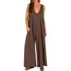imageANRABESS Womens Casual Summer Loose Jumpsuits Sleeveless Tank V Neck Wide Leg Long Pant Rompers Baggy Jumper with PocketsCoffee