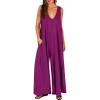 imageANRABESS Womens Casual Summer Loose Jumpsuits Sleeveless Tank V Neck Wide Leg Long Pant Rompers Baggy Jumper with PocketsDark Purple