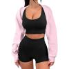 imageANRABESS Womens Cropped Sweatshirt Long Sleeve Bolero Cardigan Open Front Shrug Workout Thumb Hole Y2K Tops Preppy ClothesLight Pink