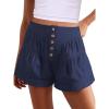 imageANRABESS Womens Denim Shorts Summer Baggy High Waisted Flowy Wide Leg Buttons Pleated Casual Jean Shorts 2025 Fashion SkortsNavy Blue