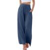 imageANRABESS Womens Linen Palazzo Pants Summer Flowy Wide Leg Drawstring Casual Trousers with Pockets Beach Vacation OutfitsDeep Blue