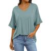 imageANRABESS Womens Oversized T Shirts Short Sleeve V Neck Summer Tops Casual Loose Basic Plain Tee Shirts 2025 Clothes OutfitsCadet Blue